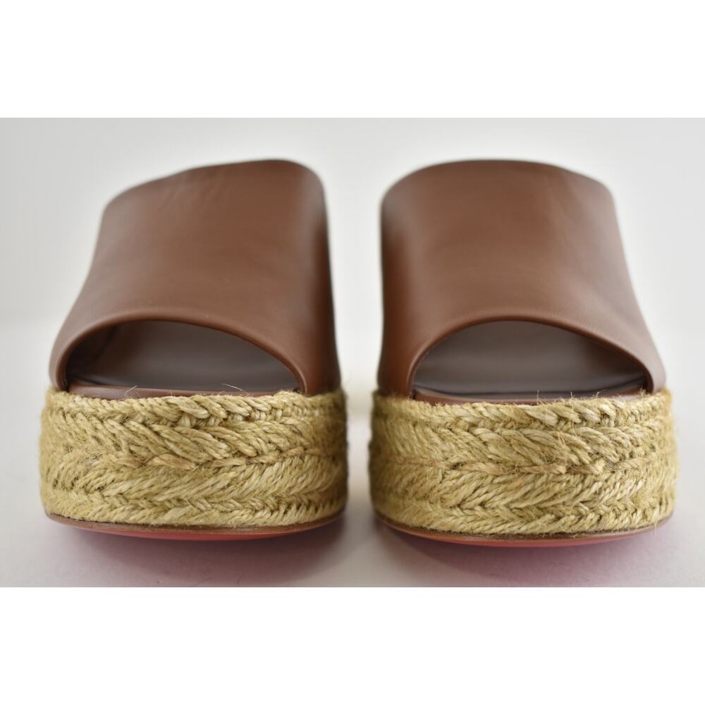 Christian Louboutin Calakala Mule 85 Brown Leather Block Heel Platform Sandal 40 - Picture 13 of 16